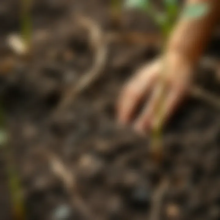 Preparing the Soil for New Saplings A close-up of rich soil ready for sapling insertion