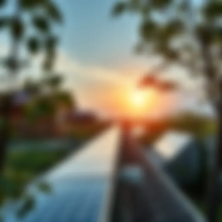 A serene landscape showcasing solar energy integration