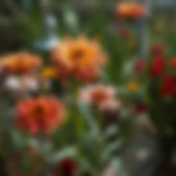 Revitalizing wilted flowers in a serene garden setting