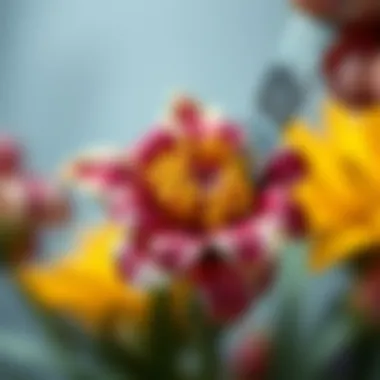 Close-up of a wilted flower receiving care and attention