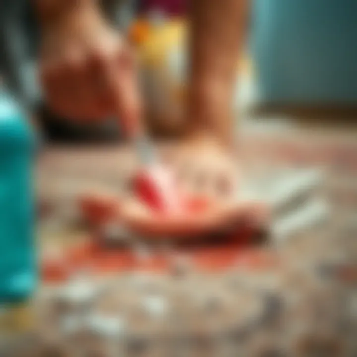 Spot cleaning carpet with cloth