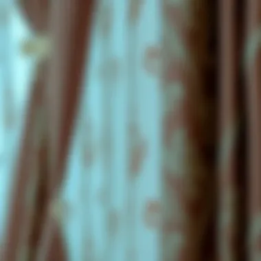 Close-up of a fabric curtain with intricate design