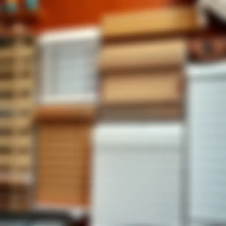 Different types of blinds displayed together