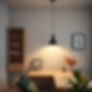 Different types of lighting fixtures in a study area