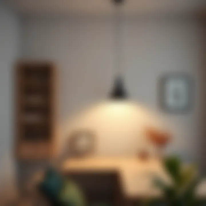 Different types of lighting fixtures in a study area