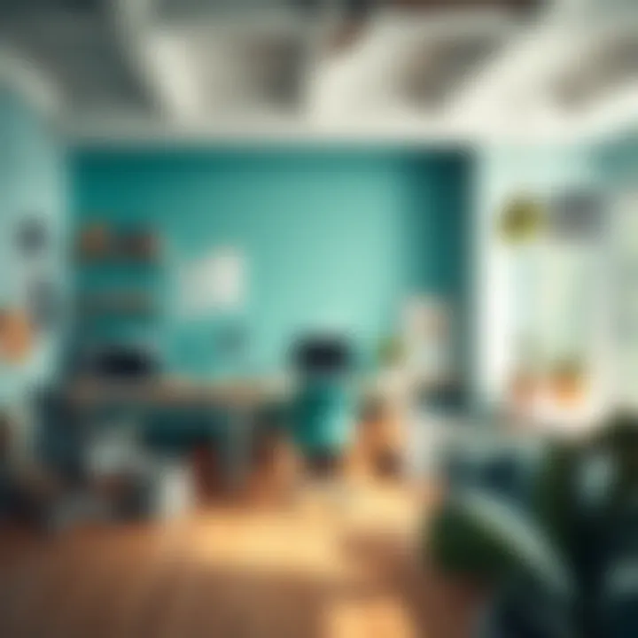 Artistic workspace infused with aqua green tones for inspiration