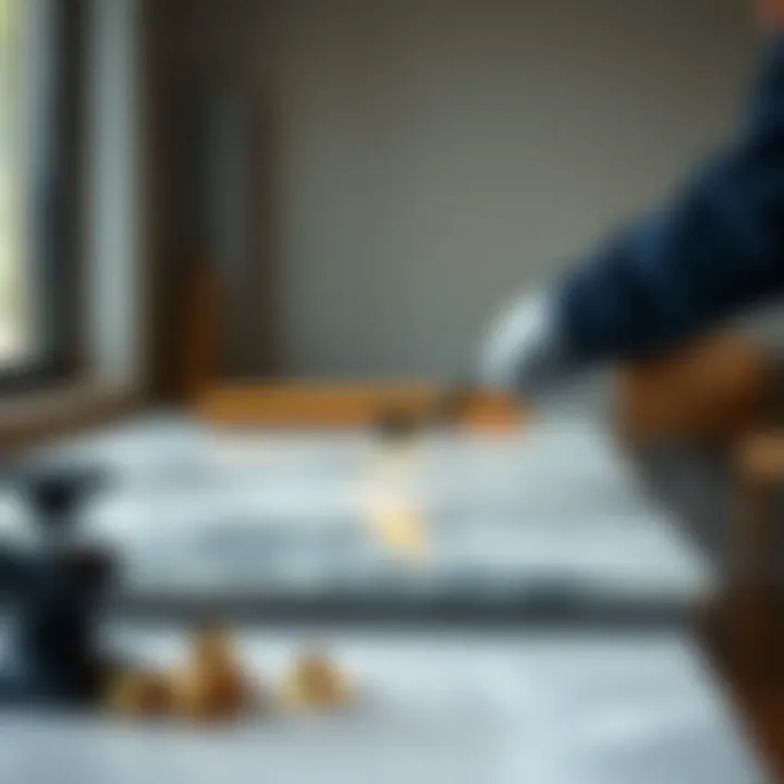 Installation process of artificial marble countertop with precision tools