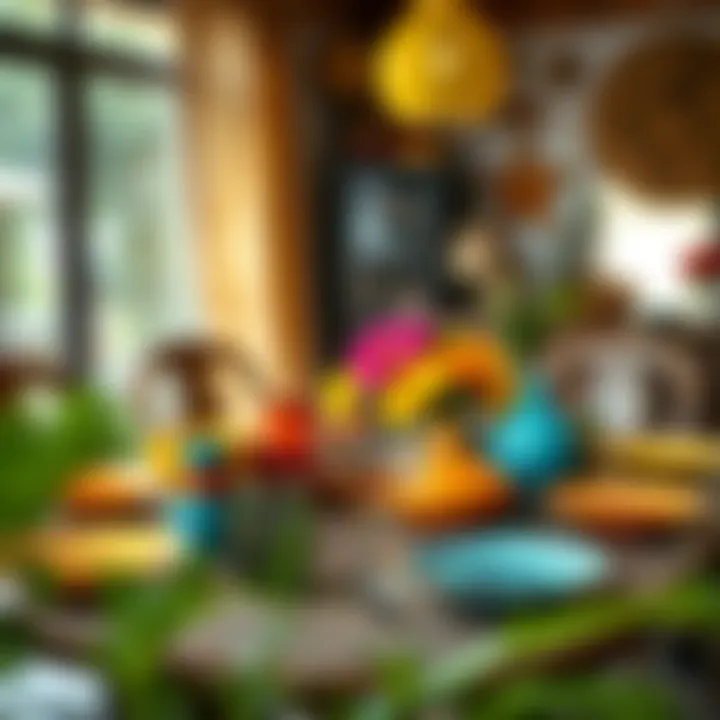 Vibrant Supla Collection An array of colorful and stylish suplas on a dining table.