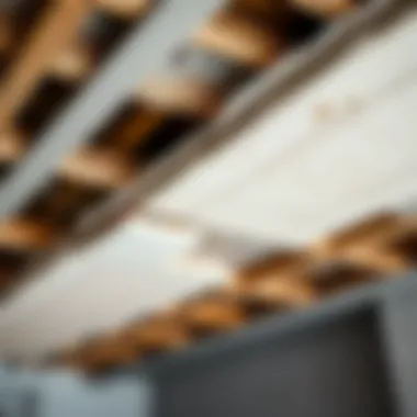 Close-up of materials used in suspended ceiling construction