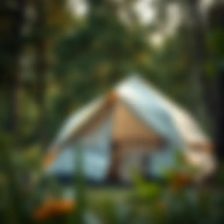 Elegant camping setup featuring a tent in a lush environment