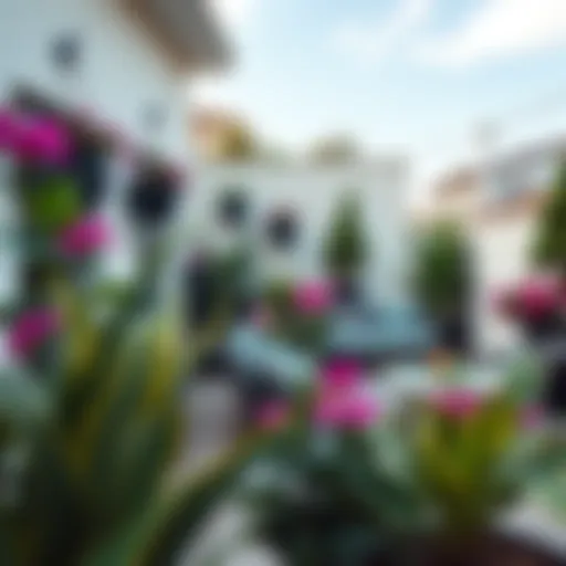 Elegant Terrace Design Elegant terrace adorned with vibrant plants and modern furniture