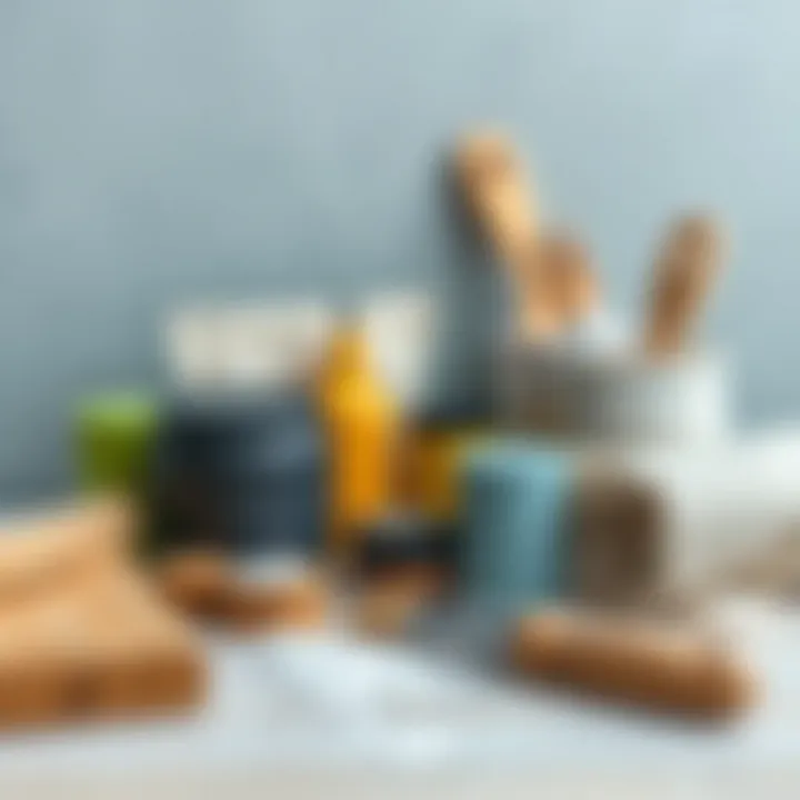 Selection of materials and tools for countertop painting