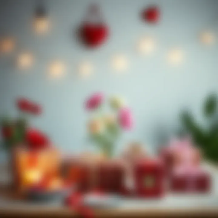 A table set with various thoughtful gifts