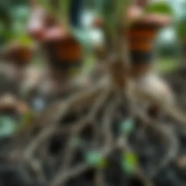 Close-up of healthy tree roots during a planting demonstration.