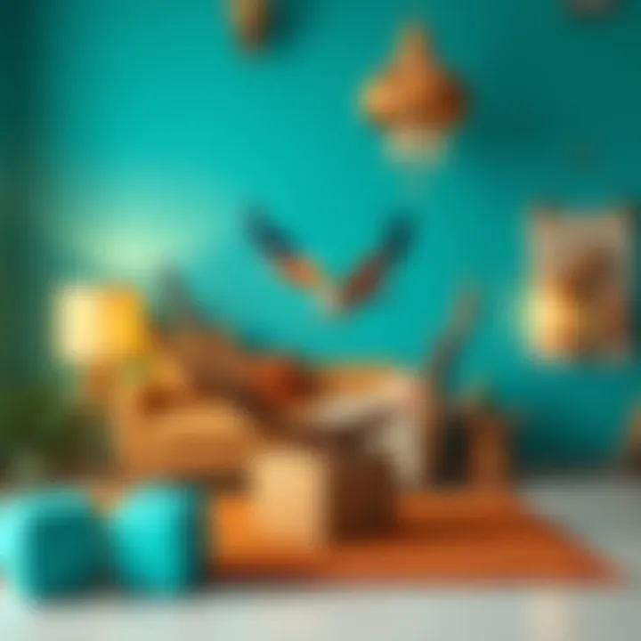 A vibrant graphic design project utilizing turquoise and coordinating colors