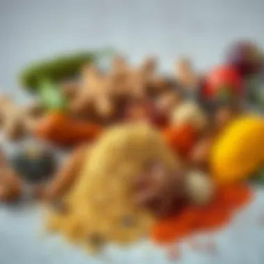 A variety of spices used in pickle powder.