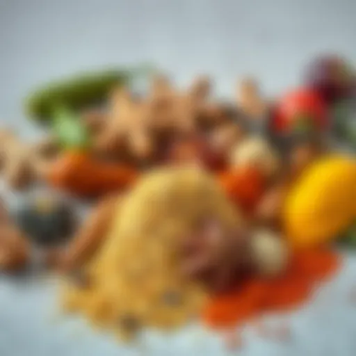 A variety of spices used in pickle powder.