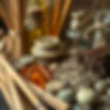 A beautifully arranged collection of incense materials