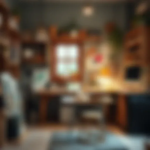 Inspiring Creative Workspace An inviting workspace filled with art supplies and tools for creative endeavors