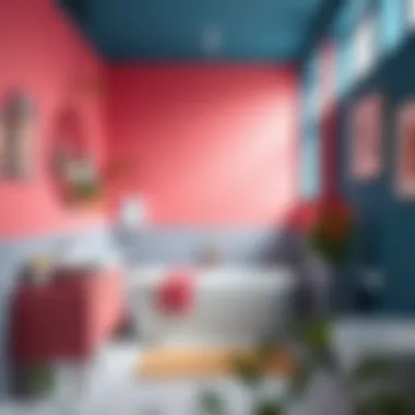 A vibrant color palette in a stylish bathroom