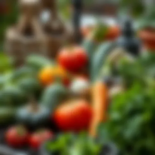 A selection of winter vegetables in a garden setting