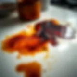 Close-up of a burned oil stain on a kitchen surface