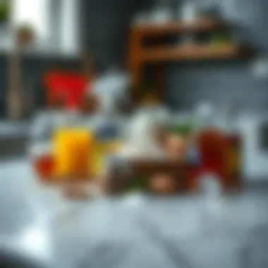 Natural cleaning ingredients on a counter ready for stain removal