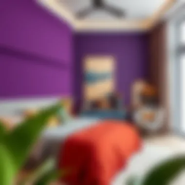 Modern bedroom featuring bold colors and contemporary design