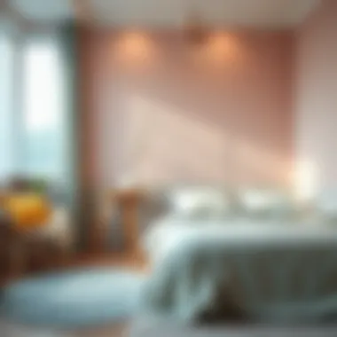 Tranquil bedroom atmosphere created with soft pastel colors