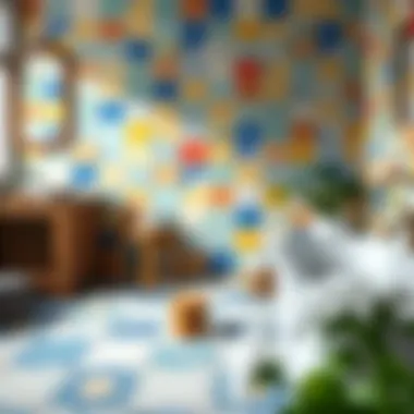 Colorful tiles after painting