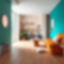 Vibrant hues of flooring in a modern interior