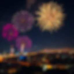 Festive New Year celebration with fireworks in the sky