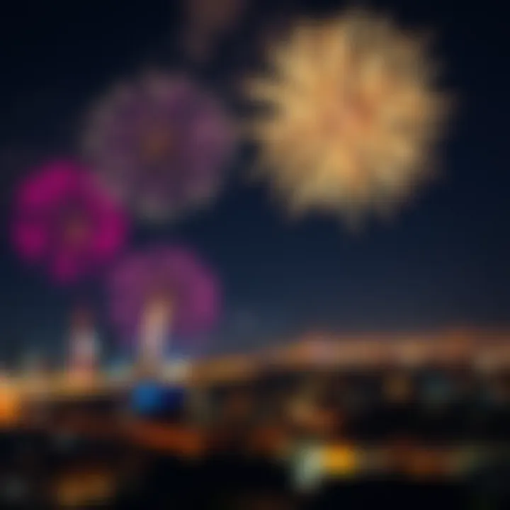 Festive New Year celebration with fireworks in the sky