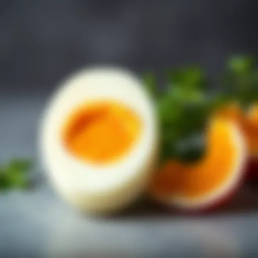 A perfectly boiled egg cut in half showcasing the yolk