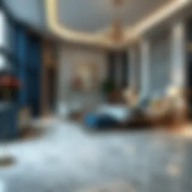 Luxurious interior showcasing polished stone flooring